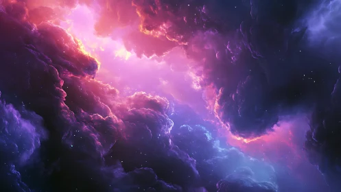 Nebula clouds ignite with radiant pink and violet light.