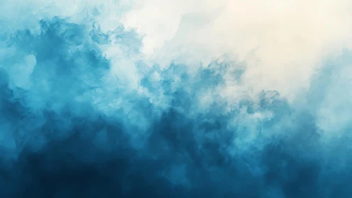 Abstract blue and white watercolor clouds blending softly together.