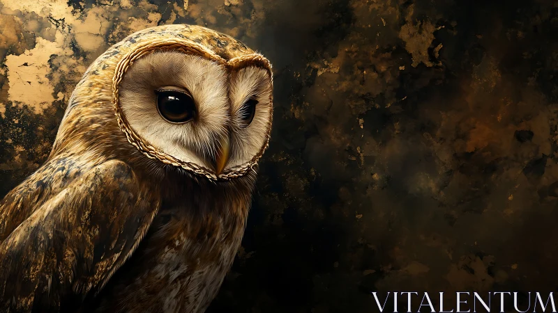 Majestic owl portrait in warm golden tones, digital art style.