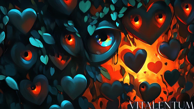 Luminous Eyes and Glowing Hearts: Digital 3D Composition Study