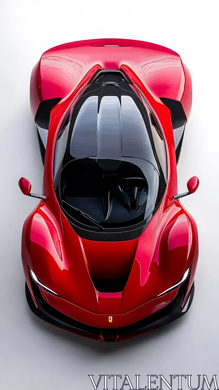 Sleek red supercar glows under soft studio lighting.