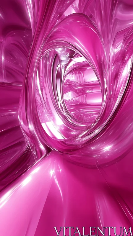 3D magenta vortex with reflective tubular surfaces and depth mapping.