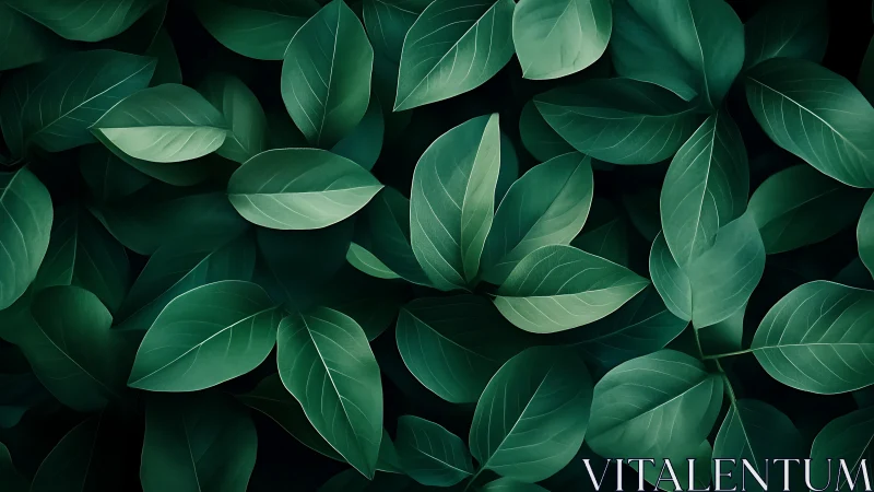 Overhead botanical foliage pattern with soft directional light