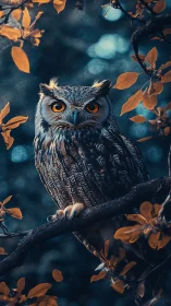 Cinematic owl portrait in teal and amber tonal contrast study.