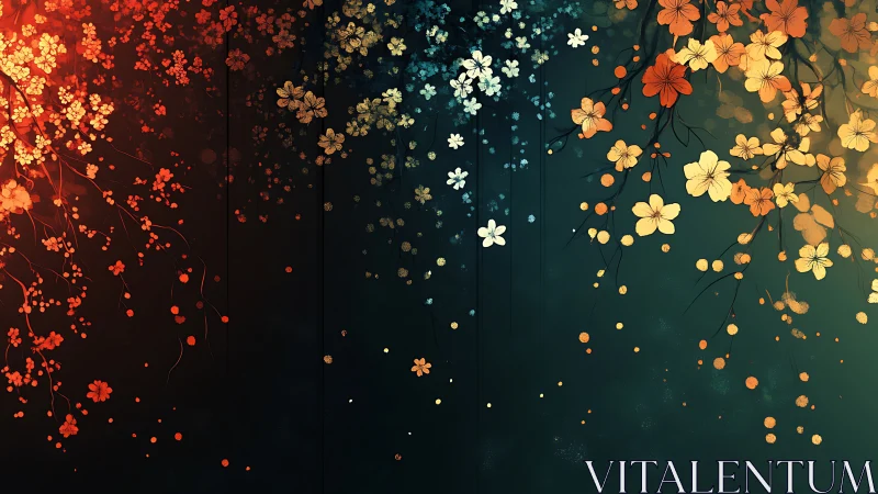 Cascading Floral Gradient: Red to Yellow Bloom Transition.