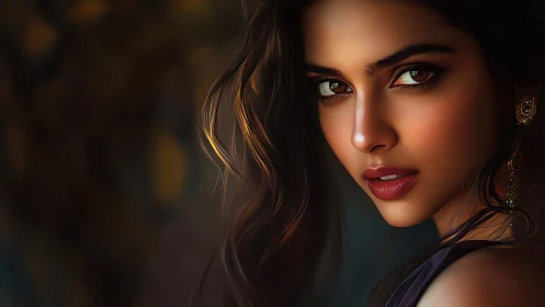 Soft dusk glow on a soulful, close-up digital portrait.