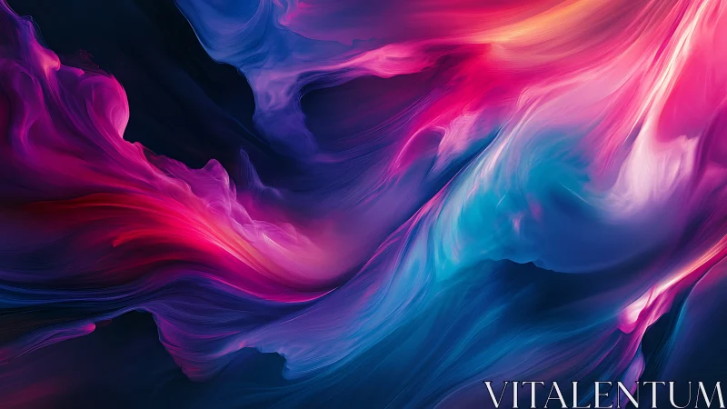 Vibrant neon fluid waves flow across deep dark canvas