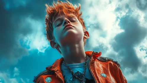 Youthful Rebellion Against Sky Backdrop.