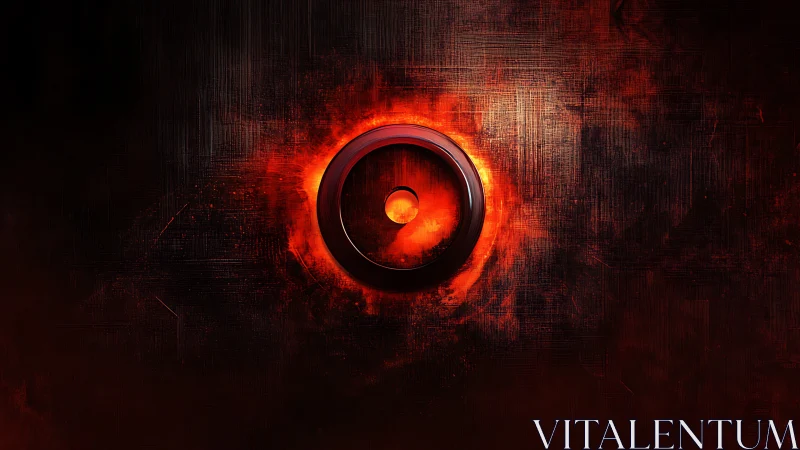 Glowing red ring core radiates within dark textured void