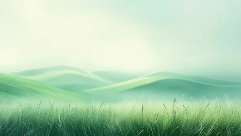Whisper-soft hills breathe in pale mint morning light
