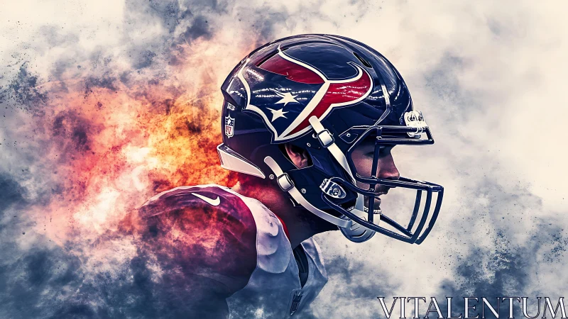 American football player profile rendered in dramatic digital composite