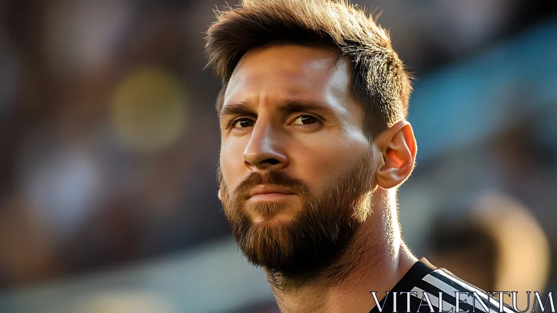 Stadium lights carve a steely gaze into late golden hour