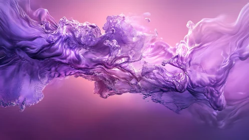 Violet liquid waves collide in luminous abstract space.