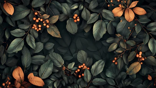 Dense overlapping foliage frames a central dark void