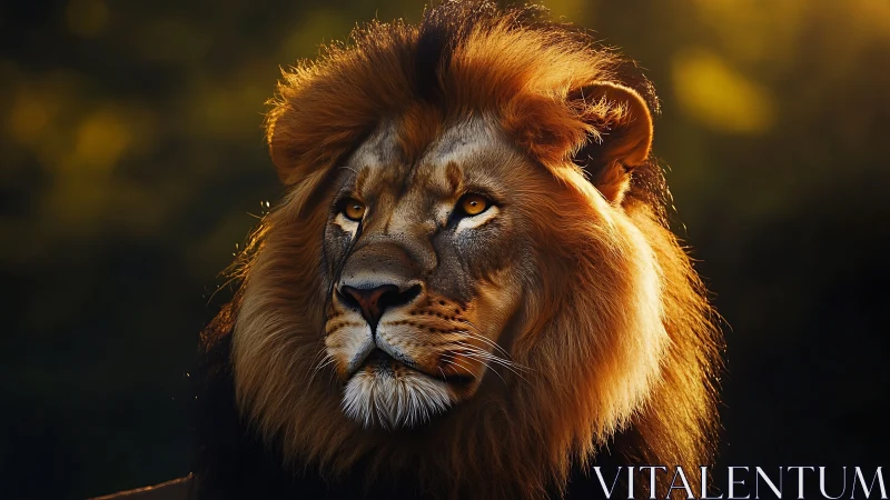 Golden light on a lion&rsquo;s quiet, thoughtful strength.