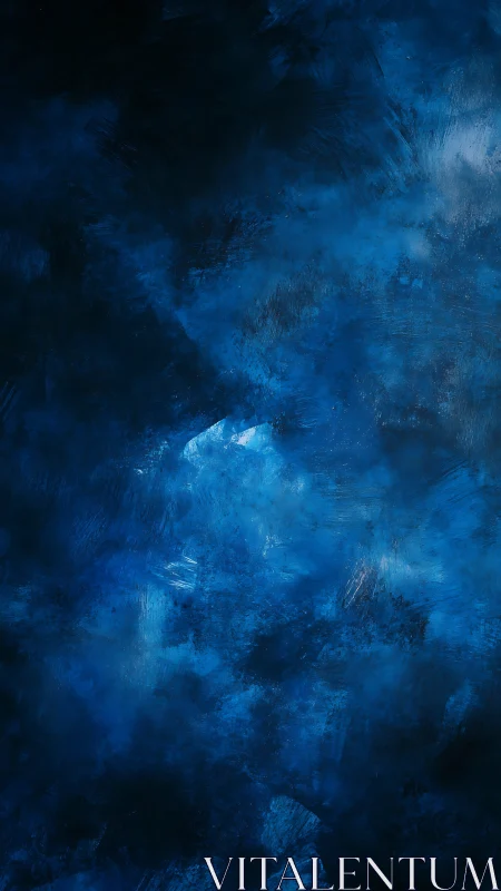Midnight blue nebula swirls in moody abstract depths.