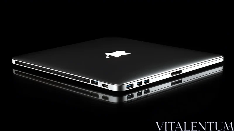 Sleek closed laptop glows softly against a deep dark backdrop