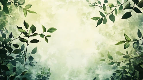 Gentle green leaves framing a softly glowing forest light.