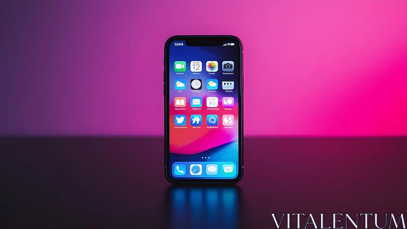 Neon Pocket Portal: iPhone's Digital Stage in Twilight Glow.