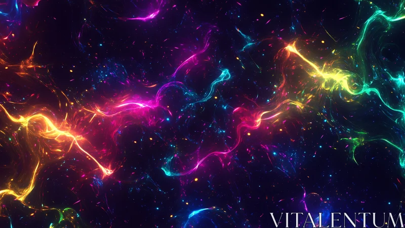 Chromatic nebula streams with luminous plasma filaments.