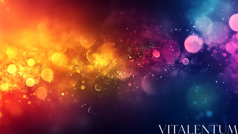 Glowing rainbow bokeh drifts gently across a dreamy night sky