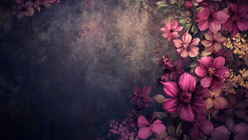 Romantic Blooms Against Weathered Elegance