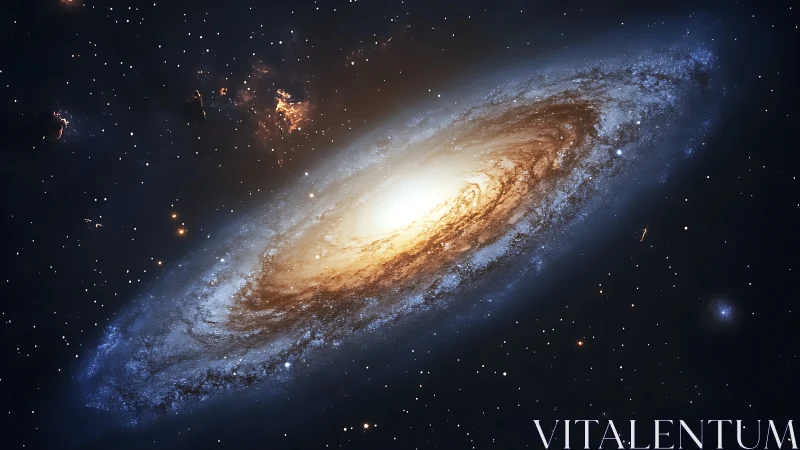 Spiral galaxy core glowing amid dense starfield in space.