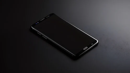 Black Smartphone on Dark Surface with Subtle Lighting.