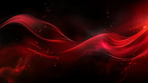 Crimson light ribbons flow gently across a dark sky