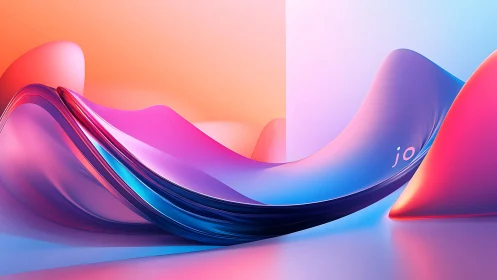 Velvet light waves glide through a neon sunrise chamber