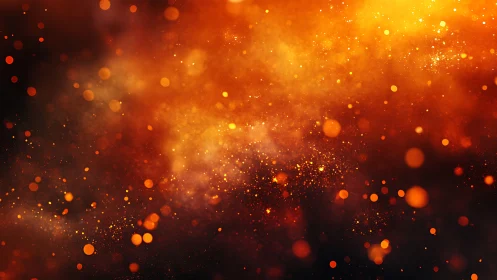 Abstract particle composition with warm color gradation.