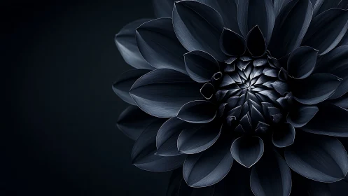 Black Dahlia Flower in Dark Moody Light Study.