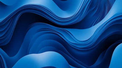 Layered blue wave forms in smooth abstract digital art.
