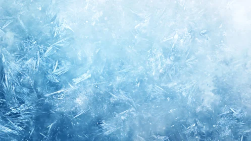 Close-up of Frozen Ice Crystals in Abstract Winter Texture.