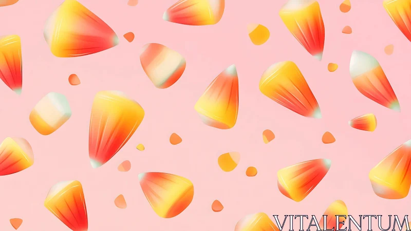 Gradient Candy Petals Abstract Composition. Pink Background.