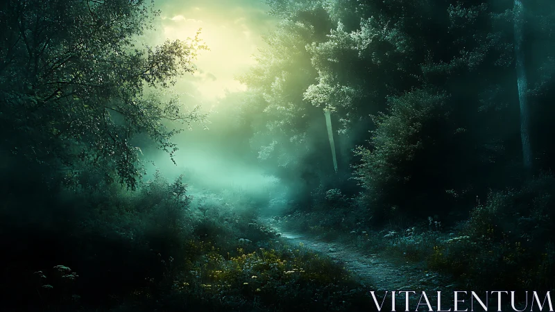 Verdant Forest Passage: Luminous Canopy Gateway.