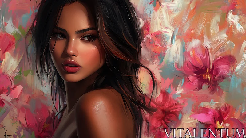 Velvet-gazed muse turns into wildfire among painted blooms