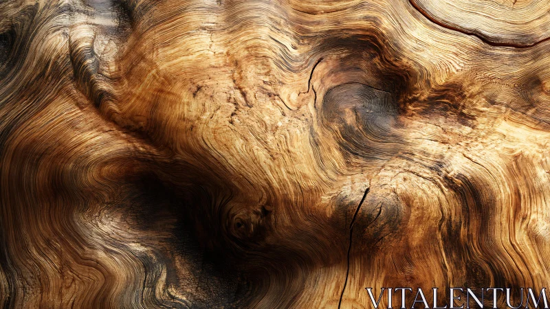 Close-up of swirling wood grain texture in natural abstract style.