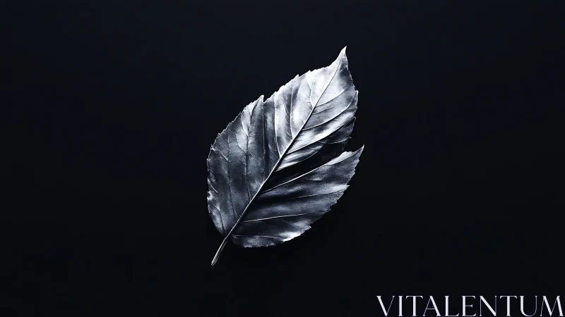 Metallic leaf macro isolated on matte black negative space