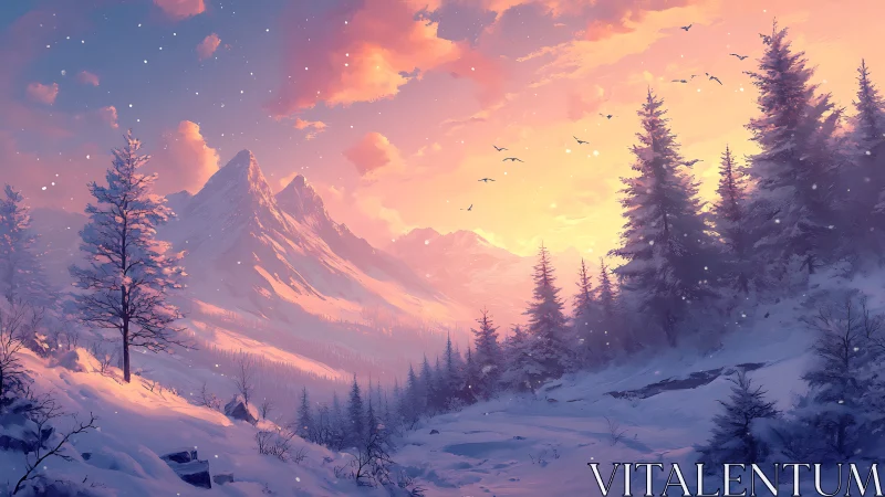 Sunlit alpine ridge with volumetric snow and atmospheric depth