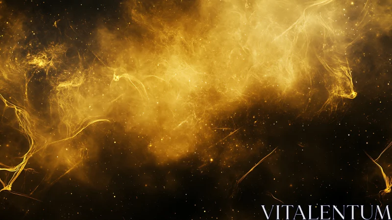 Golden Energy Nebula Abstract: Luminous Particle Flow.