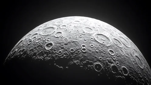 Lunar crescent reveals cratered surface in stark contrast.