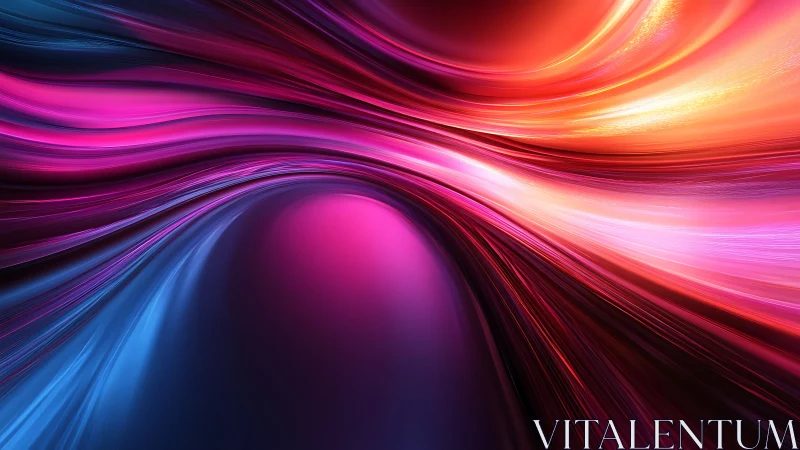 Vibrant neon light streams curve through deep abstract space