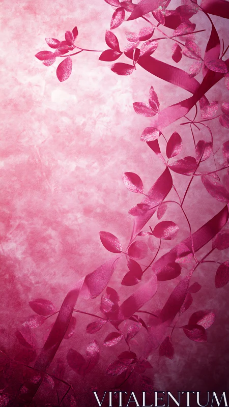 Pink Botanical Gradient with Delicate Leaves