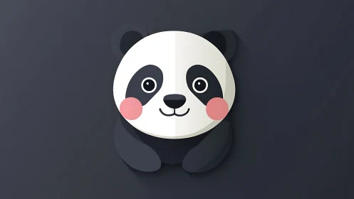 Playful flat panda icon with rosy cheeks and midnight charm.