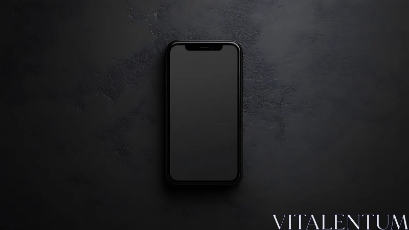 Modern smartphone displayed on textured dark surface.