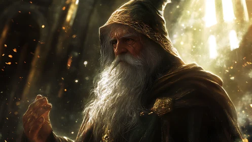 Aged wizard studies ember-like particles in radiant backlight