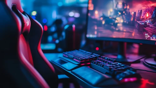 RGB-lit gaming workstation renders immersive cyber arena
