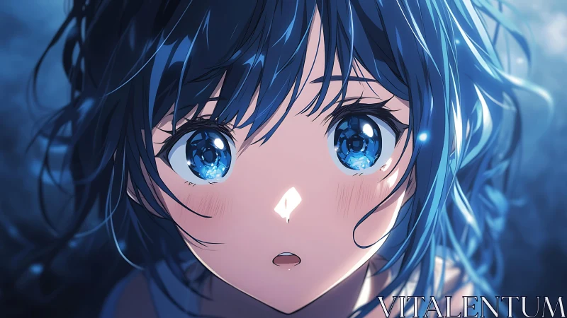 Ocean-eyed revelation in a storm of luminous blue hair.