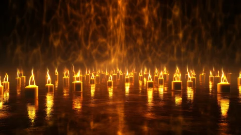 Eternal Flames Dance Across Liquid Gold Waters